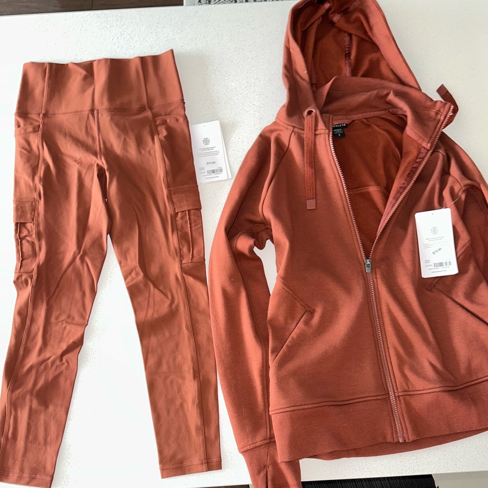 PRICE DROP!! Athleta zip up sweatshirt and leggings bundle
